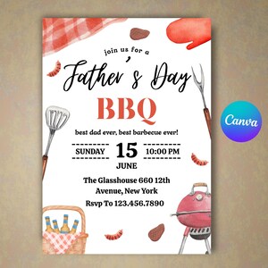 Vatertag Bbq einladen Väter Tag GRILLEN Hinterhof-Mittagessen Picknick Grilleinladung bearbeitbar Vatertag einladen Printable Brunch Grillen einladen 5x7