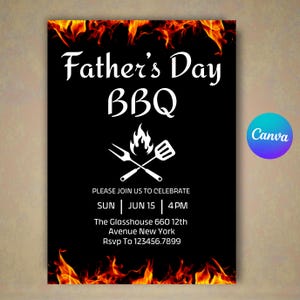 Bearbeitbare Vatertag Einladung Vorlage Vatertag Grill einladen Vatertag Party Brunch einladen, Vatertag Party Canva 5x7,Instant Download