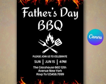 Editable Father’s Day Invite Template Father's Day BBQ Invite Father's Day Party Brunch Invite, Fathers Day Party Canva 5x7,Instant Download