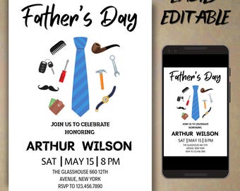 Vatertag Einladung , Vatertag Brunch einladen, Vatertag Feier, Vaters Brunch, Vaters Frühstück, Vaters Mittagessen, Canva 5x7