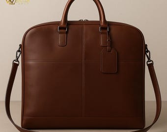 Personalized Leather Suit Carrier bag, Handmade Garment Travel Bag, Men's Wedding, Groomsmen suit carrier, Christmas gift for him