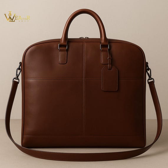 Personalized Leather Suit Carrier bag, Handmade Garment Travel Bag, Men's Wedding, Groomsmen suit carrier, Christmas gift for him