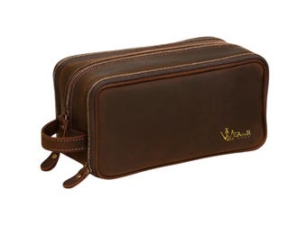 Personalized Leather Toiletry Bag, Men & Women Dopp Kit, Travel Shaving Bag, Grooming Organizer, Leather Groomsmen Gift , Bridesmade Gift