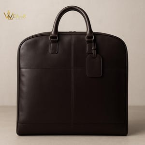 Personalized Leather Suit Carrier Bag, Handmade Garment Travel Bag, Men's Wedding Suit Bag, Leather Garment Bag, Groomsmen gift, hanging bag