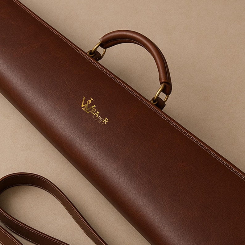 Handmade Leather Shotgun Case, Riffle Cover Premium Full-Grain Gun Bag with Zipper & Buckle Closure, Shoulder Strap and Pocket, Hunter gift