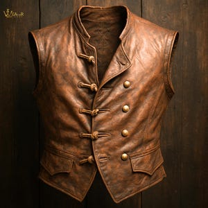 Captain Jack Sparrow Style Leather Vest, Pirate Steampunk Waistcoat, Genuine Leather, Medieval Renaissance Costume, Men Festival Outfit gift