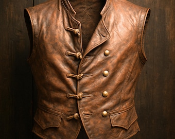 Chaleco de cuero del Capitán Jack Sparrow, chaleco pirata steampunk, disfraz de Jacksparrow, disfraz medieval renacentista, regalo para hombre en festivales