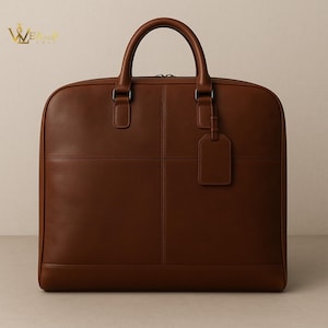 Personalized Leather Suit Carrier Bag, Handmade Garment Travel Bag, Men's Wedding Suit Bag, Leather Garment Bag, Groomsmen gift, hanging bag