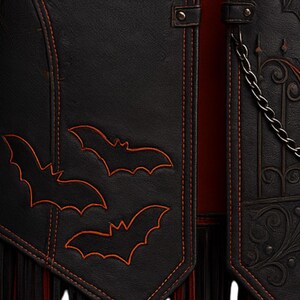 Halloween Gothic Leather Vest with Skull, Bats & Spiderweb, Spooky Fringe Festival Vest for Adults, Unisex Halloween Costume, Halloween gift