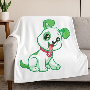 Cute Puppy Baby Blanket , Soft Fleece Throw for Kids , Cartoon Dog Blanket Gift , Nursery Bedding for Boys or Girls