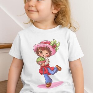 Kawaii Kids T-Shirt with Front and Back Cartoon Design – Cute Girl & Bunny Tee – Birthday Gift for Girls – Anime Style Clothing
