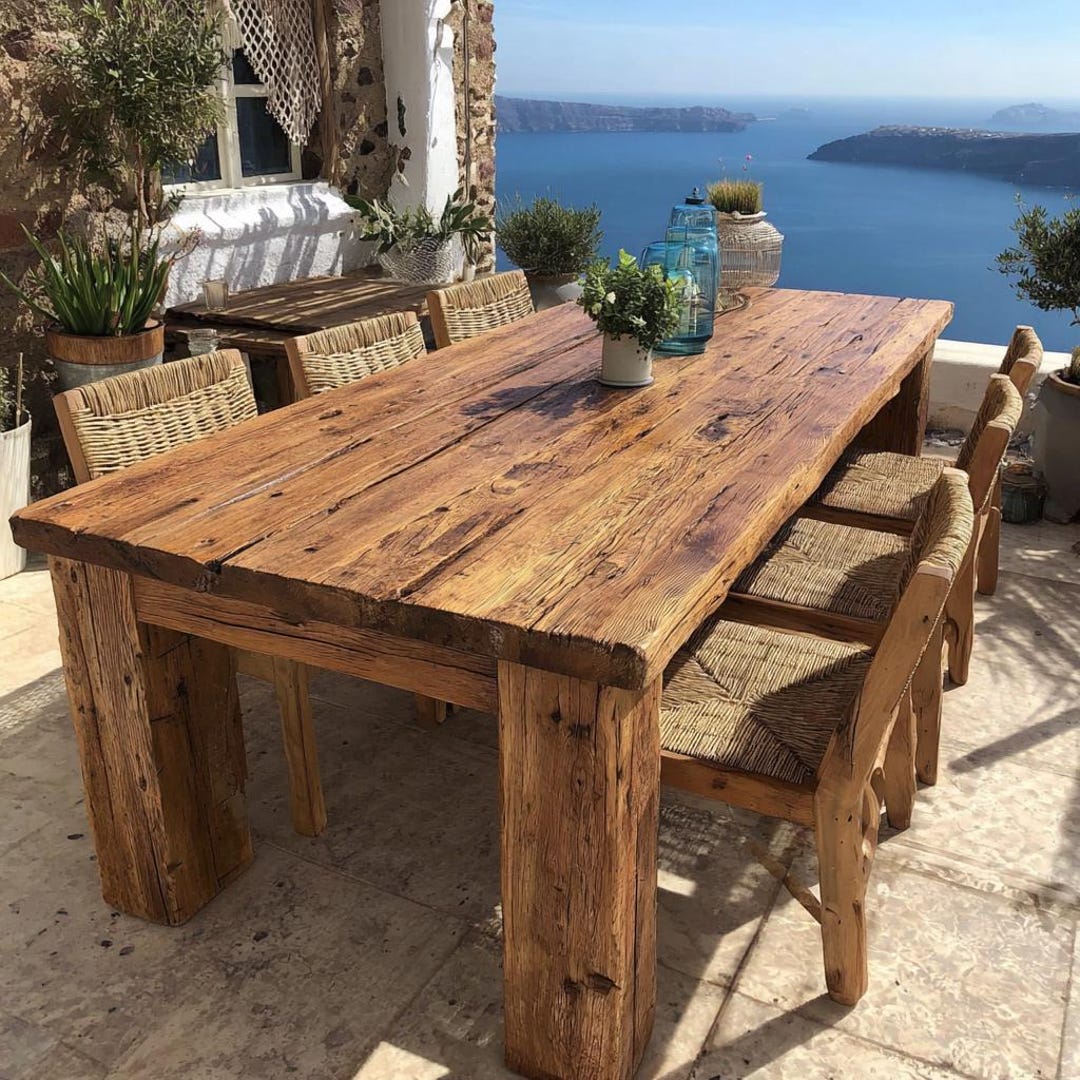 Rustic Solid Wood Dining Table, Handmade Oak Table, Custom Size Wooden ...