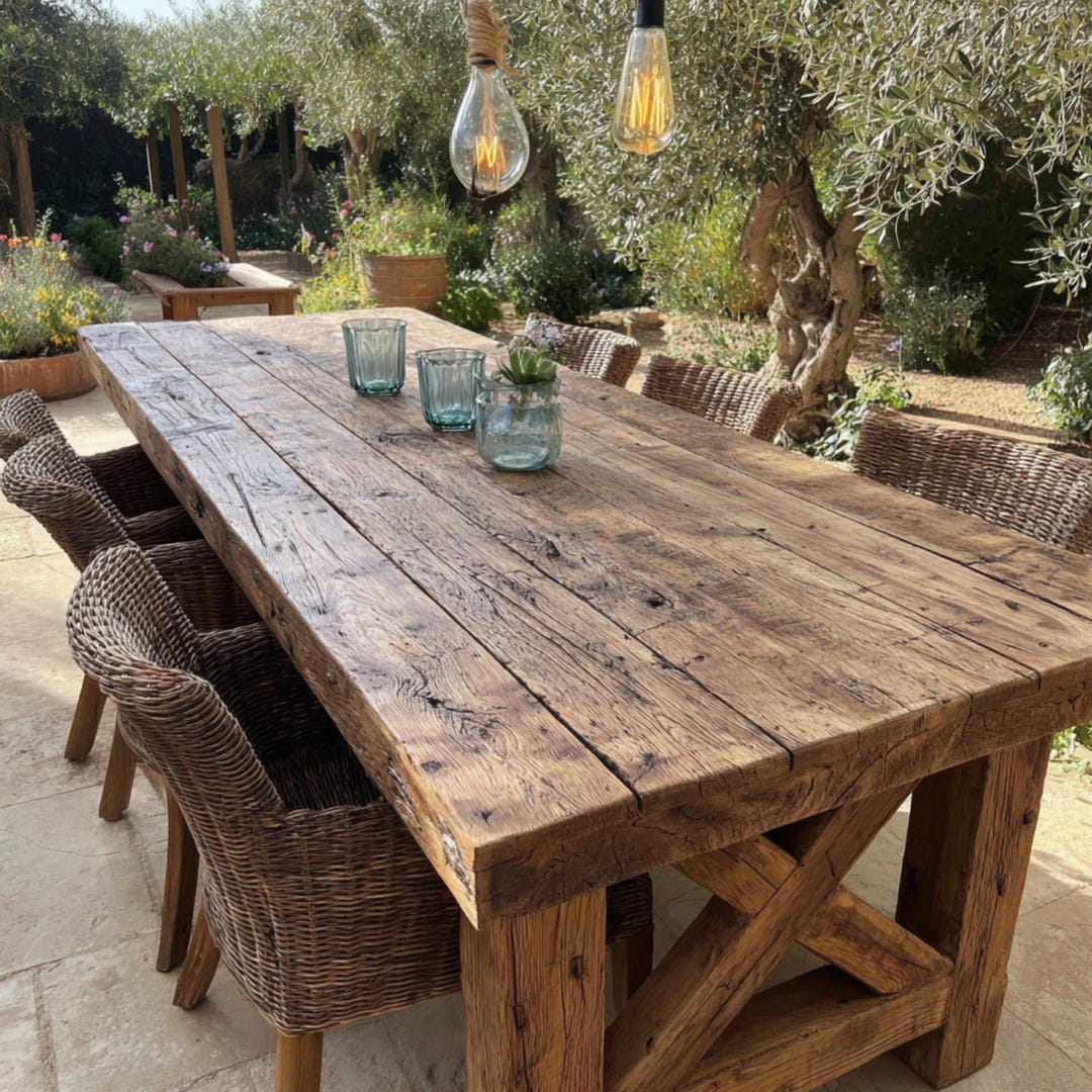 Handmade Solid Oak Dining Table, Rustic Wooden Table, Custom Size ...