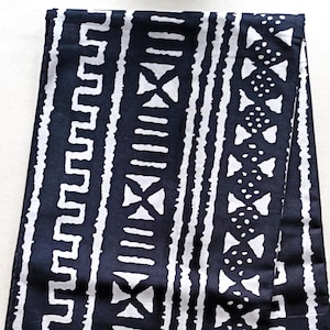 Wax bogolan coupon 100% cotton, African fabric 45 cm x 115 cm, ankara fabrics, African print, ankara, African print bogolan black and white