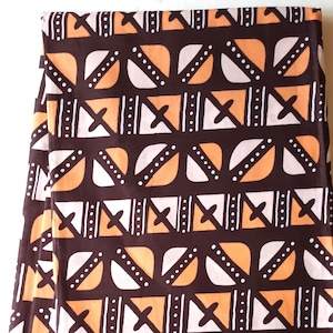 Wax coupon 45 cm x 115 cm bogolan 100% cotton, African fabric, ankara wax, ankara fabric, African print, African print bogolan brown