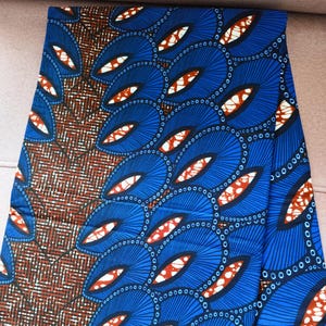 100% cotton wax coupon, wax fabric by 1/2 yard (45 cm), ankara wax, ankara fabric, wax fabrics, African print blue brown