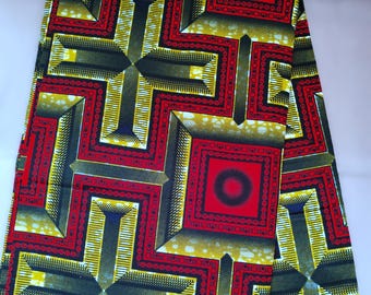 Wax coupon, African Wax fabric, Ankara wax 100% cotton, Ankara fabric, Wax fabric 45 cm, Wax fabrics, Graphic pattern, red and gold color