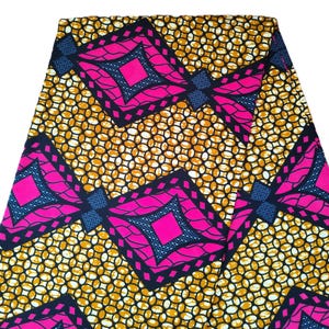 Wax coupon 100% cotton, wax fabric by 1/2 yard (45 cm), ankara wax, ankara fabric, wax fabrics, African pagne dark pink, gold background