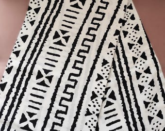 Wax coupon 45 cm x 115 cm bogolan 100% cotton, African fabric, ankara wax, ankara fabric, African print, African print bogolan white/black