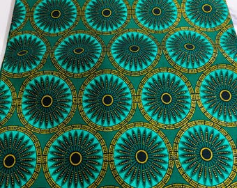 Super Nice 100% cotton, Wax fabric by 1/2 yard (45 cm), Ankara wax, Ankara fabric, Wax fabrics, African print with gold sequins, green color