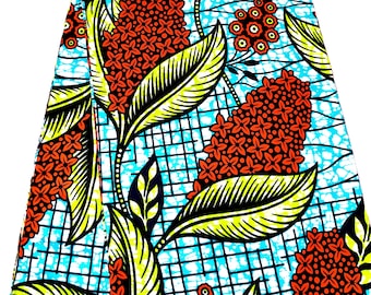 100% cotton wax print fabric remnant, sold by 1/2 yard (45 cm), Ankara wax print, Ankara fabric, wax fabrics, African print/floral pattern, orange color