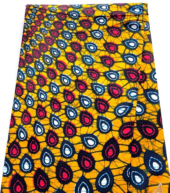Tissu Pagne Wax Africain Imprimé - 2 Yards, Coton, Multicolore, Origine Togo