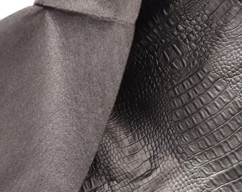 High quality black faux leather crocodile look vinyl upholstery fabric 1 meter wide