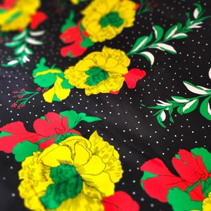 Wax coupon, 100% cotton wax fabric, Ankara fabric, wax fabric by 1/2 yard, African loincloth, &quot;Flower&quot; pattern, yellow, red, green and black color