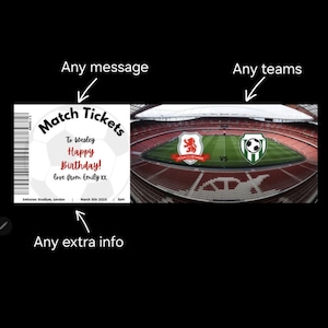 Entrada personalizada, regalo de cumpleaños, vale regalo, sorpresa, recuerdo, entrada para partido