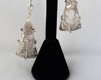 Quartz and Silver Caged Earrings