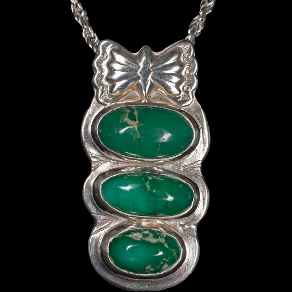 Pilot Mountain Turquoise 3-Stone Pendant with Necklace