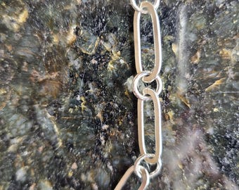 Flat Paper Clip 18" Chain Necklace With Large Jumprings