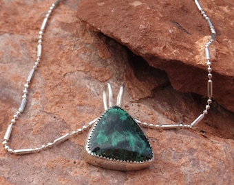 Malachite Pendant with Special Sterling Silver Chain