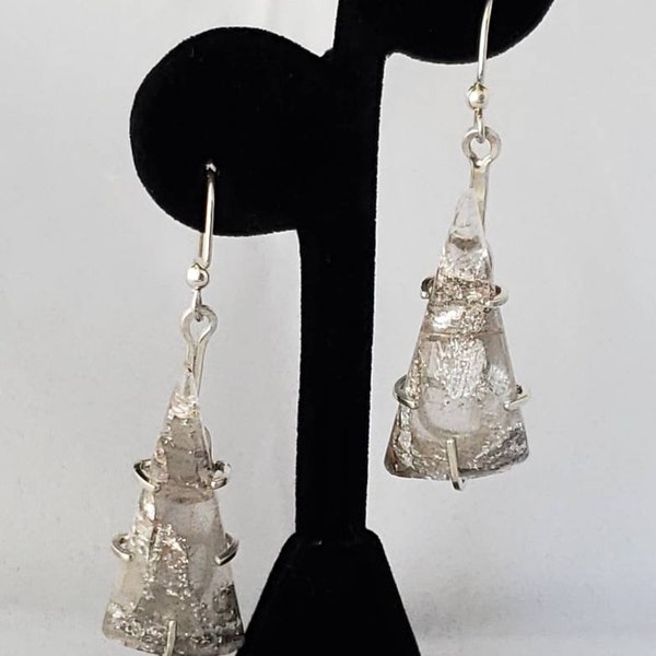 Quartz and Silver Caged Earrings