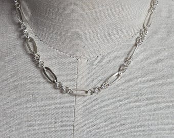 Fine Silver Paperclip and Tiny Rings 18" Necklace
