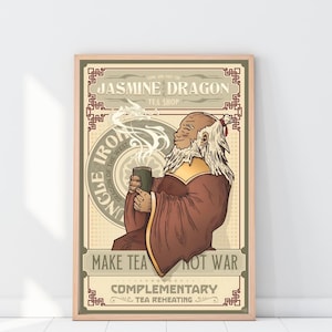 Avatar: O Último Mestre do Ar – Pôster da Loja de Chá Jasmine Dragon | Arte de Fã de ATLA do Tio Iroh | Decoração de Parede |