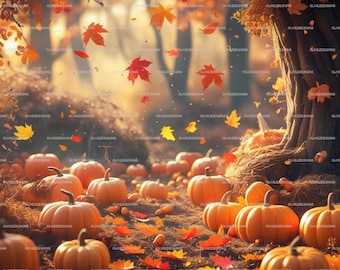 Whimsical Fall Pumpkins & Leaves Clipart Set – Cozy Autumn Digital Download