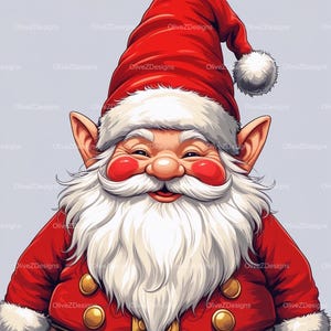 4 PNG Santa Gnome Clipart, Retro Santa, Święta, Wydrukowalne świąteczne Clipart, Wydrukowalne Orły, Pobieranie cyfrowe, Rękodzieło papierowe, Dziennikarstwo