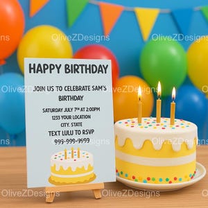 Classic Birthday Invitations | Editable Canva Template | 5x7 Size | Instant Download | Celebration