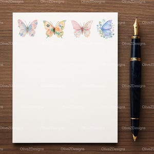 Plantilla editable de tarjeta de notas con diseño de mariposas y flores de 4x6: descarga digital, personalizable en Canva, descarga instantánea