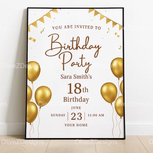 Classic Birthday Invitations | Editable Canva Template | 5x7 Sizes | Instant Download | Celebration