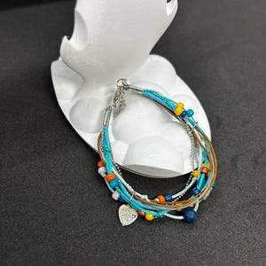 Adjustable Boho Beaded Bracelet | Multicolor Handmade Festival Jewelry | Colorful Layered Stack Bracelet | Gift for Her