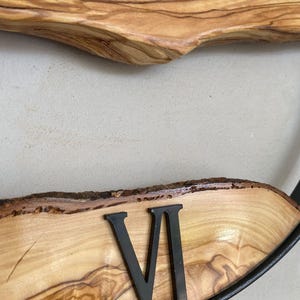 Large Wall Clock With Metal Frame, Live Edge Olive Wood, Rustic Home ...