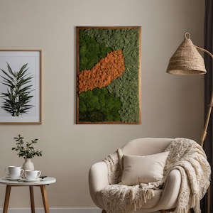 Preserved Moss Wall Art, Large Moss Wall Decor, Living Room Decor, Moss Decoration, Unique Wall Hanging, Farmhouse Decor, Gift for Her
