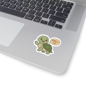Cute Turtle Kiss-Cut Stickers, Shell-lo Turtle Decal, Laptop Sticker, Kid&#39;s Room Decor, Ocean-Themed Gift, Water Bottle Decoration