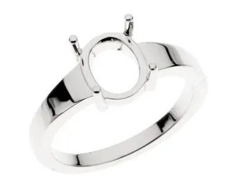 Sterling Silver Oval Solitaire Ring Mounting: 8x6mm Prong Setting