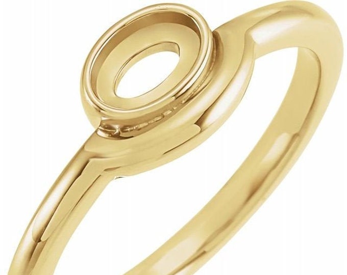 6x4 mm Oval Bezel-Set Cabochon Ring Mounting available in Sterling Silver, 10k Gold, 14k Gold