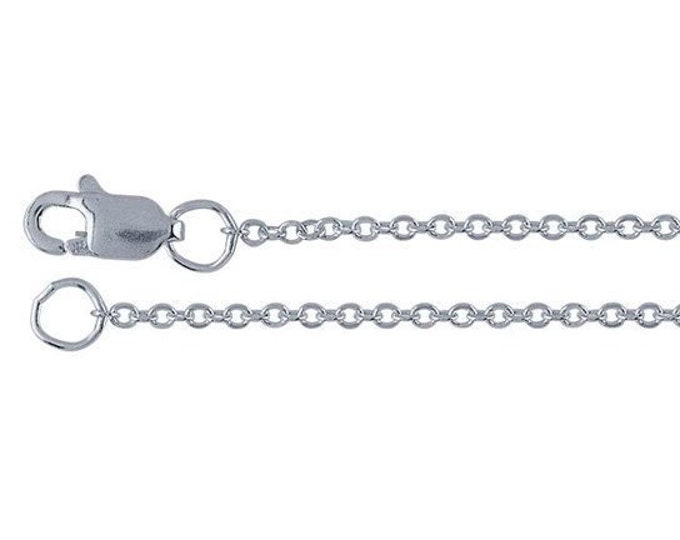 Sterling silver 1.3mm flat round cable chain, by the foot or your length