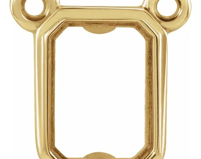 14k Gold Emerald Bezel Necklace Center Mounting, 3 sizes available