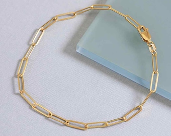 14K Gold Filled Paperclip Chain Bracelet 7.5 Inch